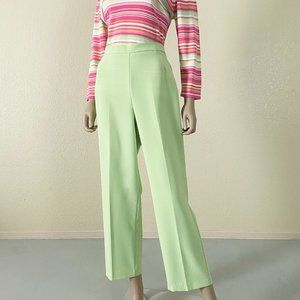Vintage 90s Pastel Lime Green Casual Trouser Pants